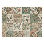 Groen & Blush Roze Patchwork Quilt  Bloemen Tafelkleed (Voorkant (Horizontaal))