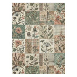 Groen & Blush Roze Patchwork Quilt  Bloemen Tafelkleed