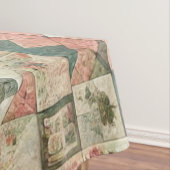 Groen & Blush Roze Patchwork Quilt  Bloemen Tafelkleed (Voorbeeld)