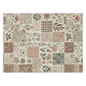 Groen & Blush Roze Patchwork Quilt  Bloemen Tafelkleed (Voorkant (Horizontaal))