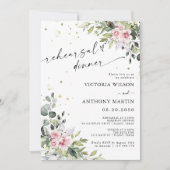 Groen Blush Roze Repetitie Diner Uitnodiging (Voorkant)