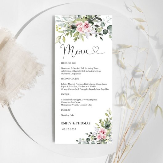 Groen Blush Roze Vrijgezellenfeest Menu