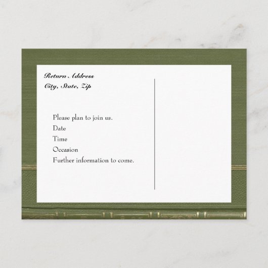 groen boek Bewaar de datum Aankondigingskaart (Achterkant)