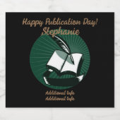 Groen boek en Quill Sparkling Wijnetiket (Enkel label)