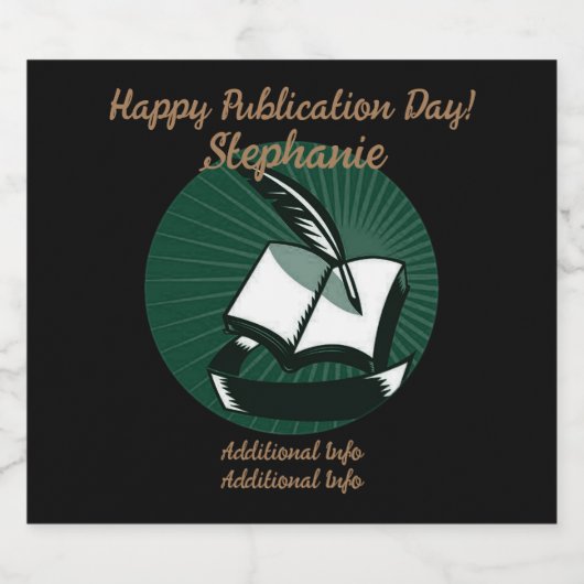 Groen boek en Quill Sparkling Wijnetiket (Enkel label)