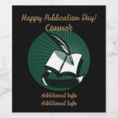 Groen boek en Quill Wijn Etiket (Enkel label)