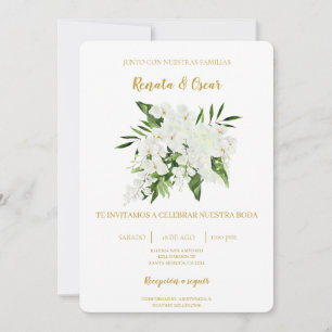 Groen boeket Bloemen Spaanse bruiloft uitnodiging