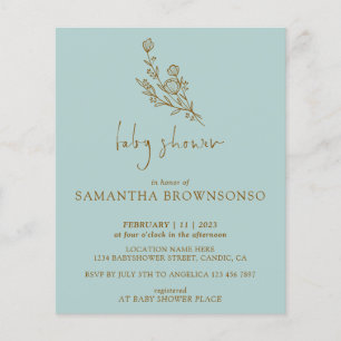 Groen Boeket Botanisch Budget Baby shower Flyer