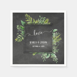Groen boeket Liefde Typografie Schoolbord Servet