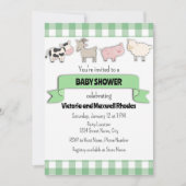 Groen Boerderij Baby shower uitnodiging (Voorkant)