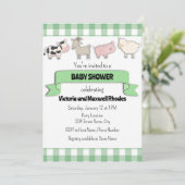 Groen Boerderij Baby shower uitnodiging (Staand voorkant)