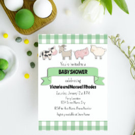 Groen Boerderij Baby shower uitnodiging