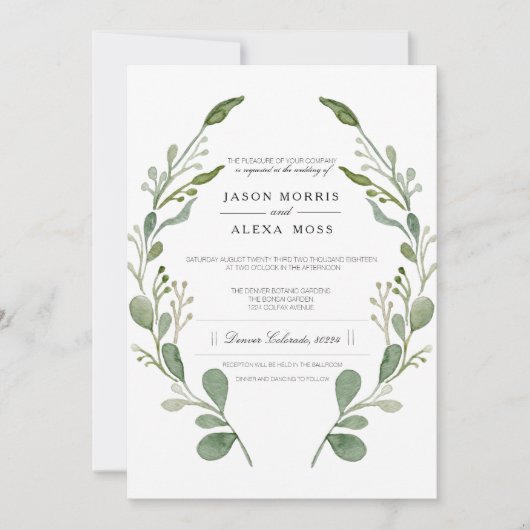 groen boerderij bruiloft | Elegante bruiloft Kaart (Voorkant)