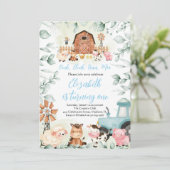 Groen Boerderij Dieren Barnyard Blauw Jongen Verja Kaart (Staand voorkant)