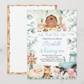 Groen Boerderij Dieren Barnyard Blauw Jongen Verja Kaart (Voorkant / Achterkant)