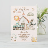 Groen Boerderij Dieren Barnyard Boy Baby shower Kaart (Staand voorkant)