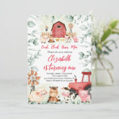 Groen Boerderij Dieren Barnyard Red Boy Verjaardag Kaart (Staand voorkant)