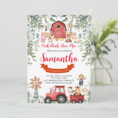 Groen Boerderij Dieren Barnyard Red Boy Verjaardag Kaart (Staand voorkant)