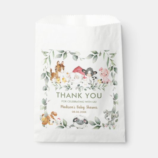 Groen Boerderij Dieren Verjaardag Baby shower Bedankzakje (Voorkant)