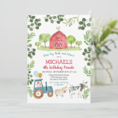 Groen boerderij dierenverjaardag kaart (Staand voorkant)