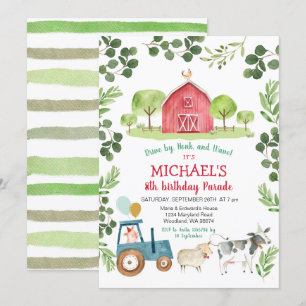 Groen boerderij dierenverjaardag kaart