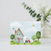 Groen boerderij huis briefkaart (Staand voorkant)