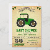 Groen Boerderij tractor Baby shower Kaart (Voorkant)
