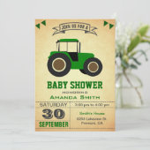 Groen Boerderij tractor Baby shower Kaart (Staand voorkant)