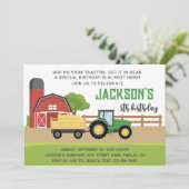 Groen Boerderij Tractor Verjaardagsfeest, elke lee Kaart (Staand voorkant)