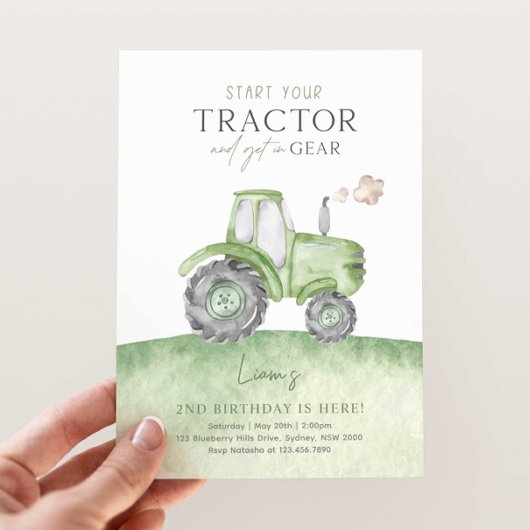 Groen Boerderij Tractor Verjaardagsfeestje Kaart