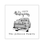 Groen Boerderij Truck Thanksgiving Harvest Rubberstempel (Afrduk)