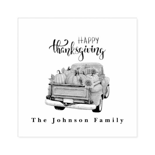  Groen Boerderij Truck Thanksgiving Harvest Rubberstempel (Afrduk)