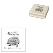 Groen Boerderij Truck Thanksgiving Harvest Rubberstempel (Gestempeld)