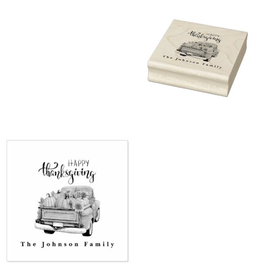  Groen Boerderij Truck Thanksgiving Harvest Rubberstempel (Gestempeld)