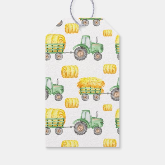 Groen Boerderij van trekkers Geboortdag Label Cadeaulabel (Achterkant)