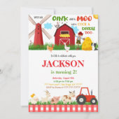 Groen Boerderij Verjaardagsfeest Kaart (Voorkant)