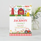 Groen Boerderij Verjaardagsfeest Kaart (Staand voorkant)