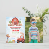 Groen Boerderij Verjaardagsfeestfoto Kaart (Staand voorkant)