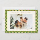 Groen Boho Bloemen Aangepast 2 Foto Kerstmis Feestdagenkaart (Voorkant)