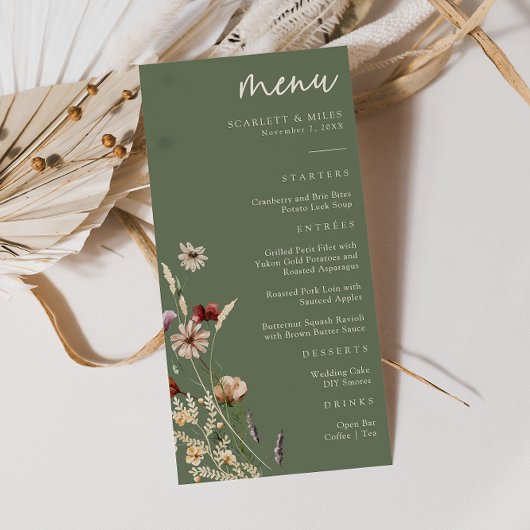 Groen Boho Bruiloftsmenu Menu
