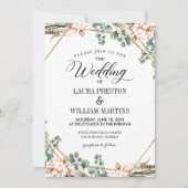 Groen Boho Eucalyptus Glitter Lijst Bruiloft Kaart (Voorkant)