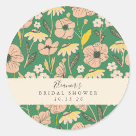  Groen Boho Floral Aangepast Vrijgezellenfeest Ronde Sticker