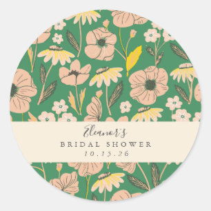  Groen Boho Floral Aangepast Vrijgezellenfeest Ronde Sticker