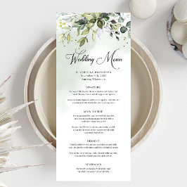 Groen boho gebladerte eucalyptus bruiloft diner menu