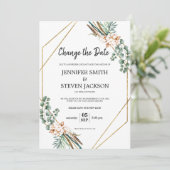 Groen Boho Gliter Frame Wijzig de datum Kaart (Staand voorkant)