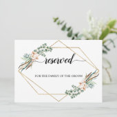 Groen Boho Katoen Bruiloft Gereserveerd Zitbord Kaart (Staand voorkant)
