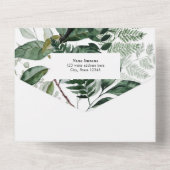 Groen Boho Moderne Boog, Tuin Bruiloft All In One Uitnodiging (Achterkant)