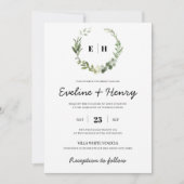 Groen boho monogram succulent initialen bruiloft kaart (Voorkant)