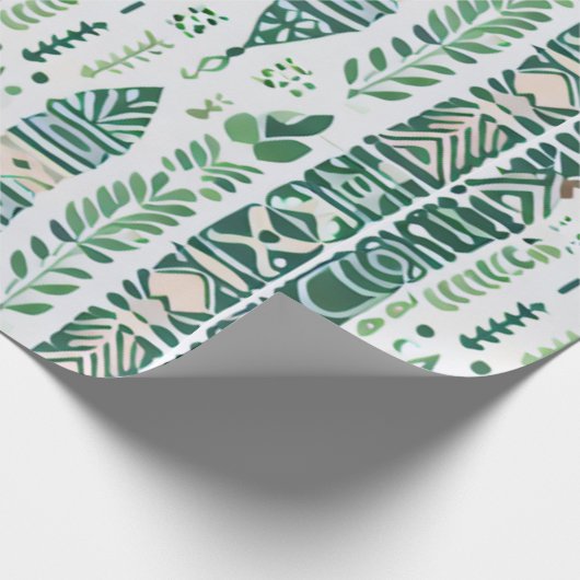 Groen boho ontwerp cadeaupapier (Hoek)