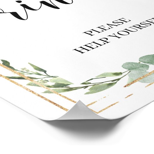 Groen boho succulent gouden glans eucalyptus poster (Hoek)